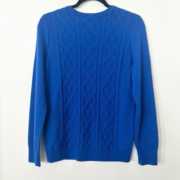 Talbots Cable Knit Lambswool Blue Sweater M - Picture 4 of 6